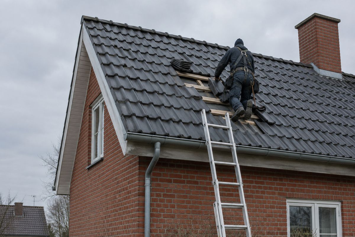 Tagdækker udskifter tegl på dansk hus